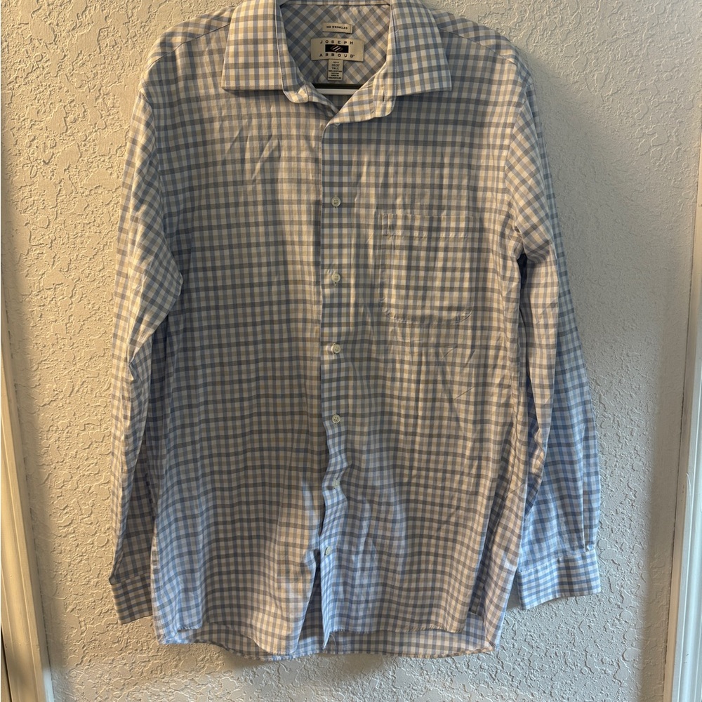 Joseph Abboud Blue Plaid Men's Shirt 36/37